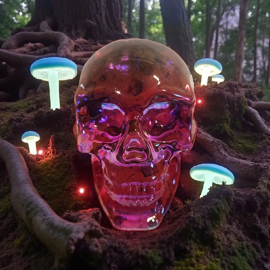 Aura glass colorful skulls