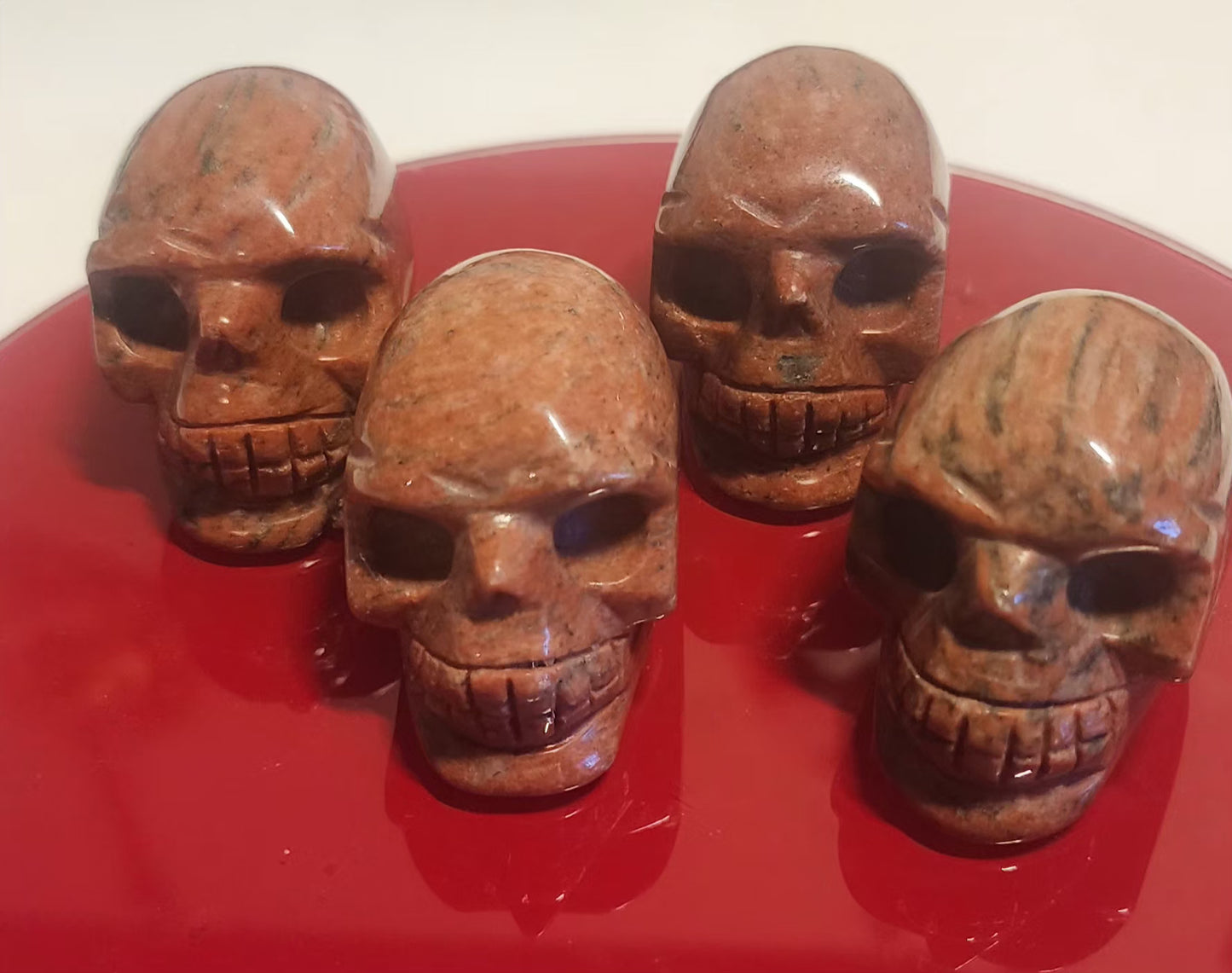 Red Jasper skull carving