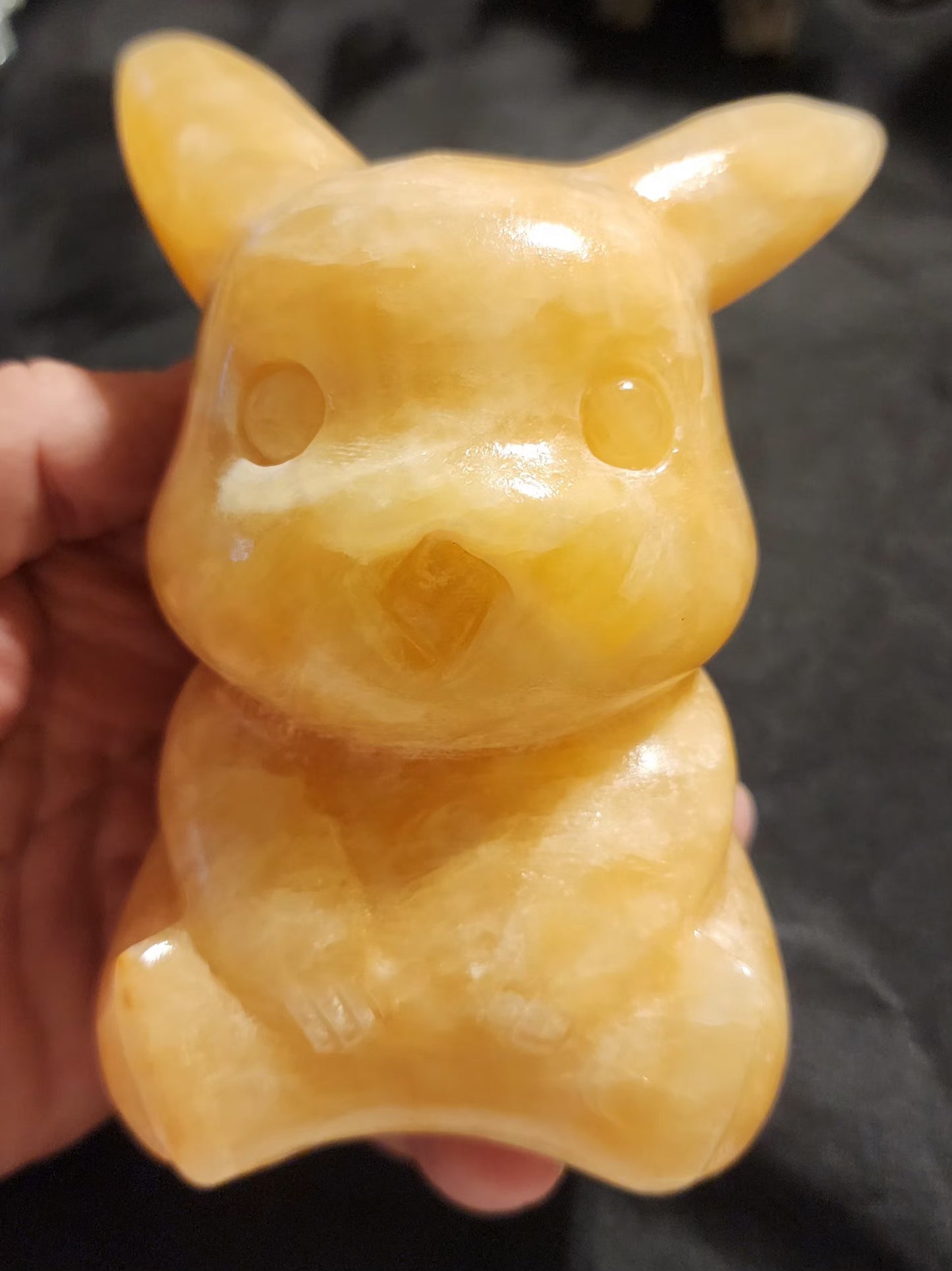 Yellow calcite Pikachu