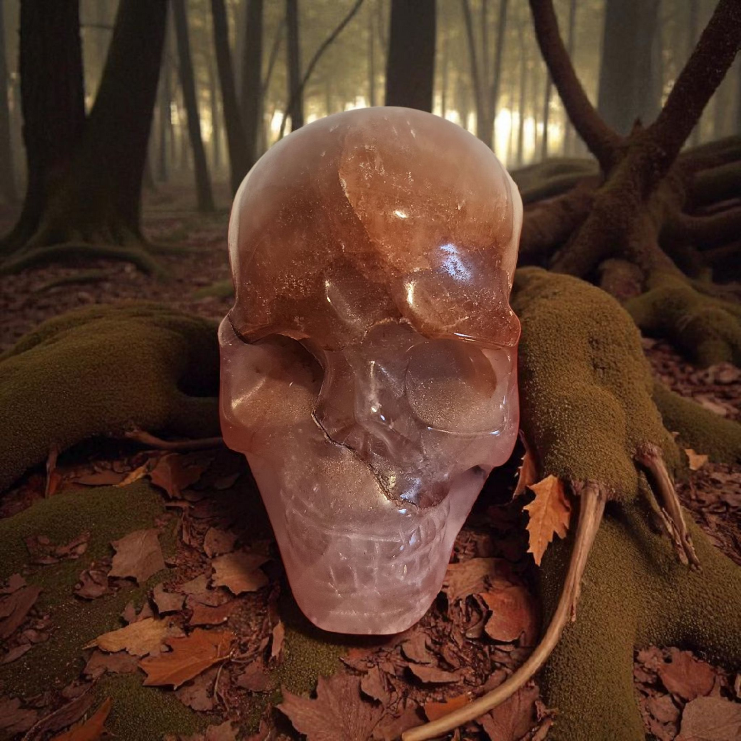 Fire Quartz skull carving