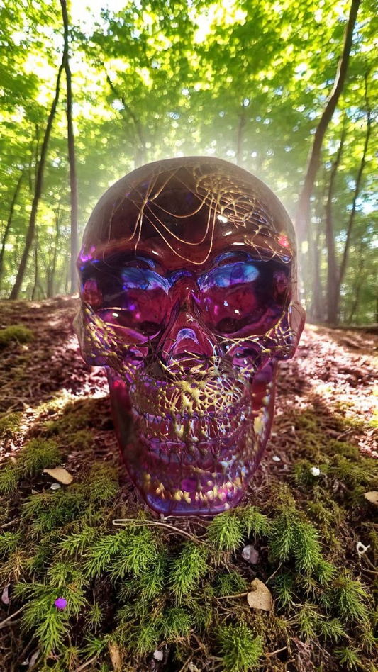 Aura glass colorful skulls